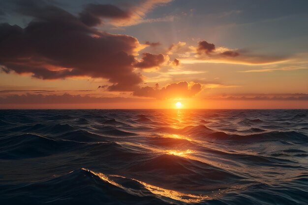 Bellissime onde del mare al tramonto