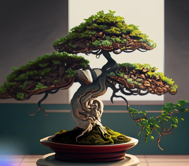 Bellissime piante ornamentali bonsai in vaso per la decorazione di interni