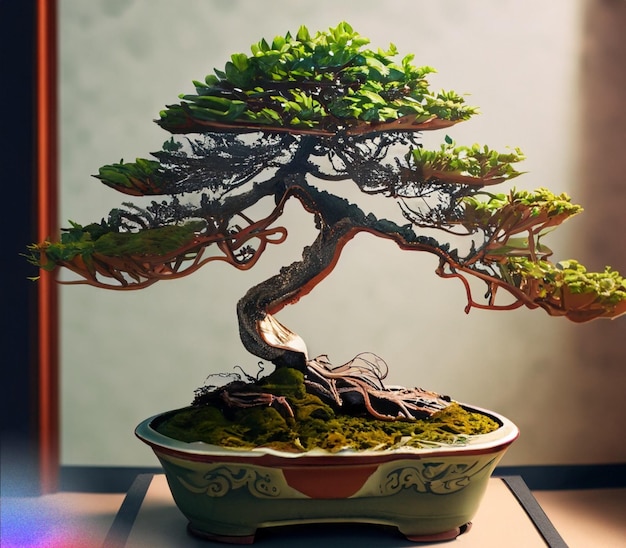Bellissime piante ornamentali bonsai in vaso per la decorazione di interni