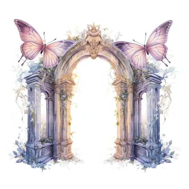 bellissime porte delle fate acquerello fantasia favola clipart illustrazione