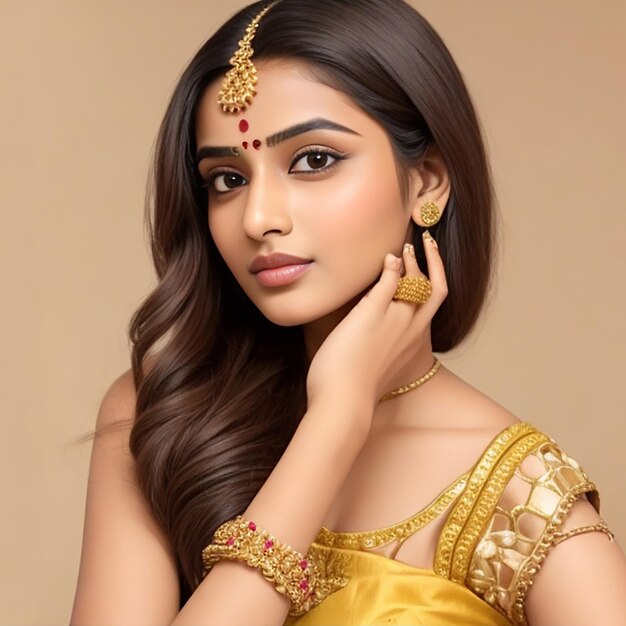 bellissime ragazze di gioielli modellano una donna indiana con un set di gioielli