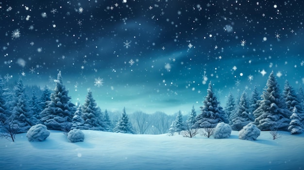 Bellissimi abeti nel paesaggio invernale illustrazione spazio per il testo Cartolina di Natale