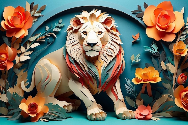 Bellissimi animali design artistico in carta Ai generato