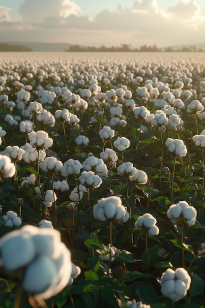 Bellissimi campi di cotone pieni di raccolti