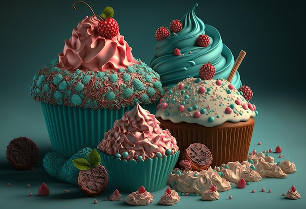 Bellissimi cupcakes naturali IA generativa