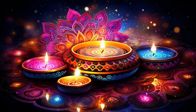 bellissimi disegni dai colori vivaci nello stile di Diwali