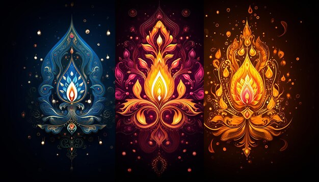 bellissimi disegni dai colori vivaci nello stile di Diwali