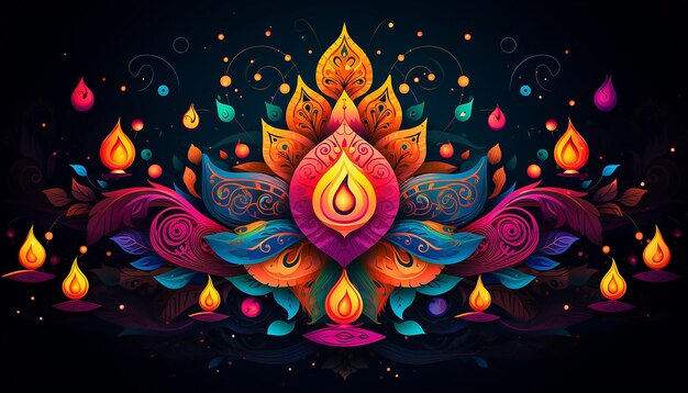 bellissimi disegni dai colori vivaci nello stile di Diwali