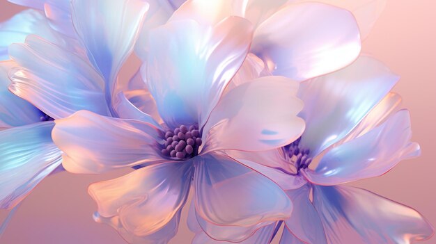 Bellissimi fiori a colori pastello rendering 3D illustrazione 3D