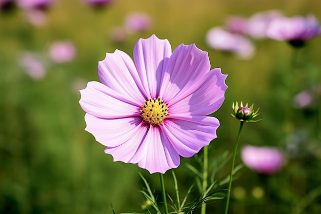 Bellissimi fiori colorati del Cosmo la mattina d'inverno