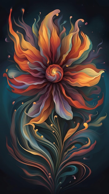 Bellissimi fiori colorati illustrazione digitale peonia pittura