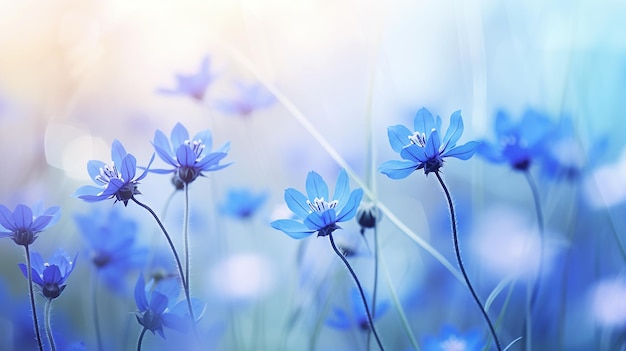 Bellissimi fiori di campo blu nel deserto all'aperto