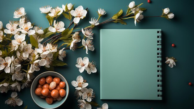 Bellissimi fiori di cancelleria e quaderno con le parole FELICE GIORNO DELL'INSEGNANTE su sfondo verde