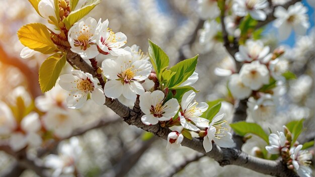 Bellissimi fiori di ciliegio in una giornata di sole