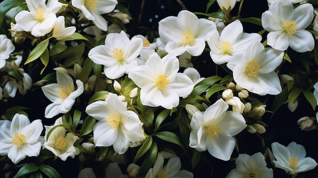 bellissimi fiori di gelsomino sullo sfondo della pianta