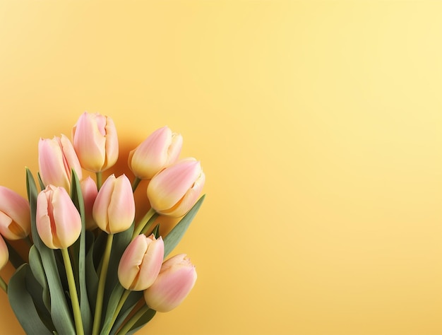 Bellissimi fiori di tulipano con copia Spazio sfondo vista dall'alto Spazio per il testo