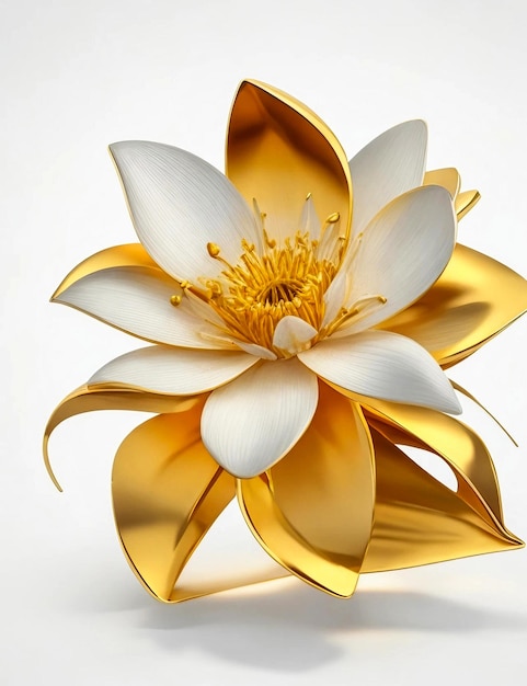 Bellissimi fiori dorati sullo sfondo fiori di giardino pianta con sfondo bianco generativo al
