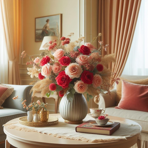 Bellissimi fiori in un vaso nel soggiorno