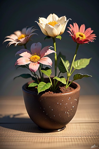 Bellissimi fiori in vaso close-up semplice sfondo copertina poster carta da parati progettazione pubblicitaria