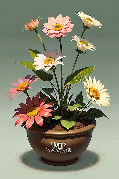 Bellissimi fiori in vaso primo piano semplice sfondo poster copertura carta da parati design pubblicitario