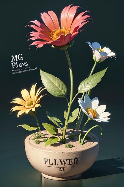 Bellissimi fiori in vaso primo piano semplice sfondo poster copertura carta da parati design pubblicitario