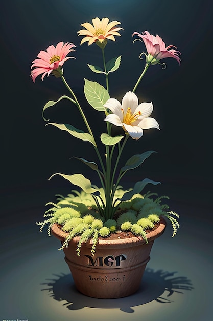 Bellissimi fiori in vaso primo piano semplice sfondo poster copertura carta da parati design pubblicitario