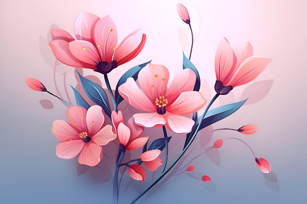 Bellissimi fiori rosa su uno sfondo chiaro illustrazione per il tuo design
