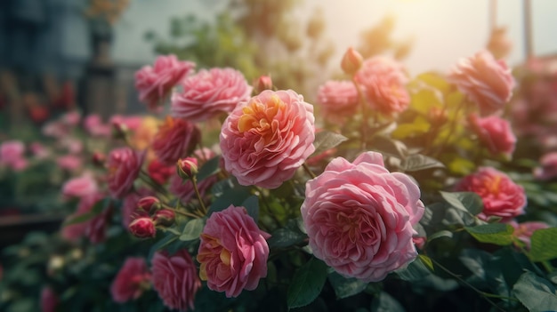 Bellissimi fiori rosa sul giardino