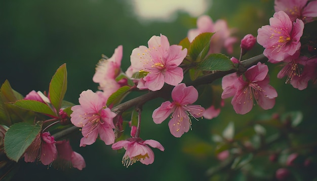 Bellissimi fiori rosa sul ramo primavera fiore dettagli della natura