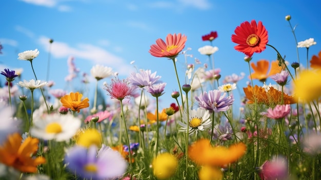 Bellissimi fiori selvatici vari fiori colorati nel campo splendore di fiori selvatici colorati