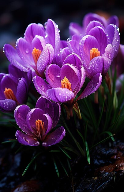 Bellissimi fiori viola scuro in fiore con la consistenza di un primo piano
