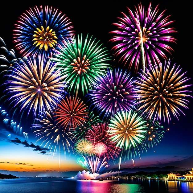 Bellissimi fuochi d'artificio colorati