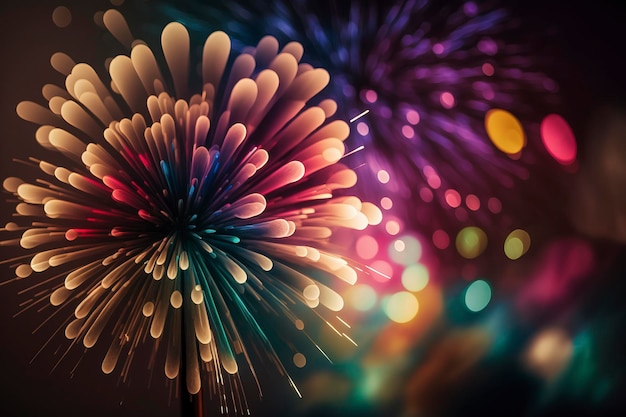 Bellissimi fuochi d'artificio primo piano immagine generata dalla tecnologia AI