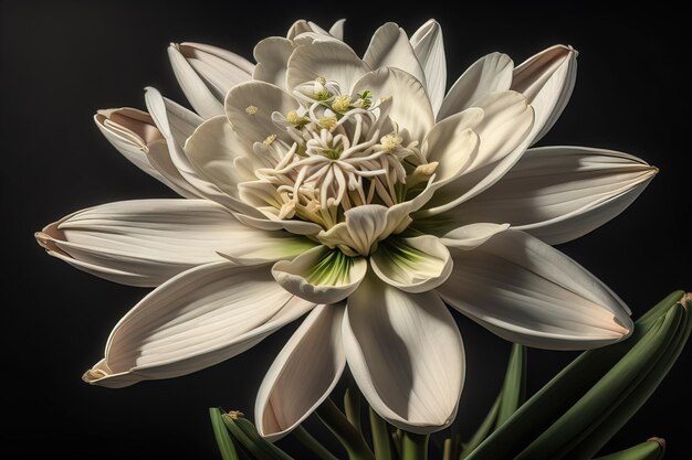 Bellissimi gigli bianchi su uno sfondo a colori solidi close-up decorazione floreale ai generativa