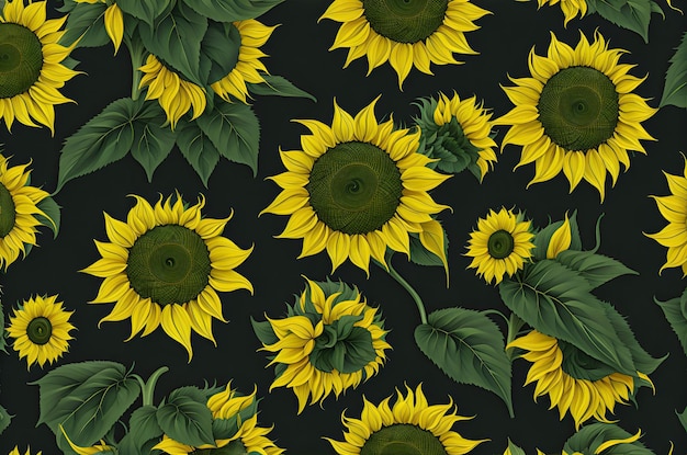 Bellissimi girasoli in stile vintage con foglie closeup come sfondo