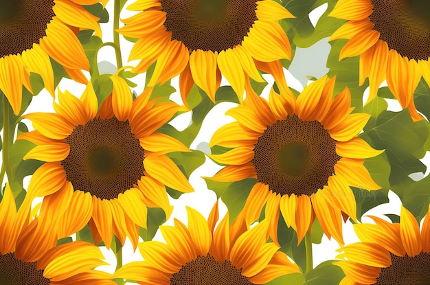 Bellissimi girasoli in stile vintage con foglie closeup come sfondo