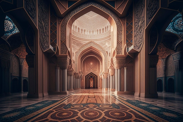 bellissimi interni nel paesaggio della moschea, ai creativi