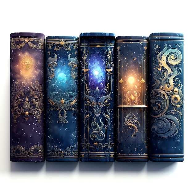 bellissimi libri occulti fantasia acquerello favola clipart illustrazione
