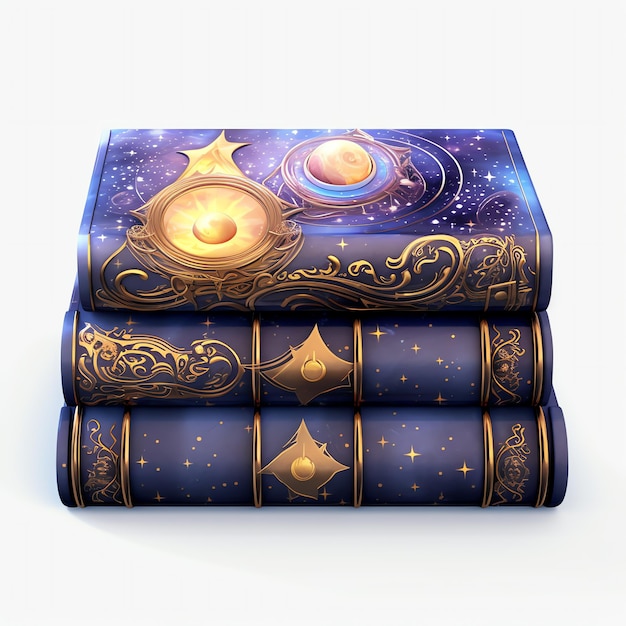 bellissimi libri occulti fantasia acquerello favola clipart illustrazione