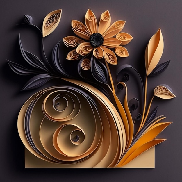 Bellissimi modelli di carta quilling artigianale art design Arte generata dall'intelligenza artificiale