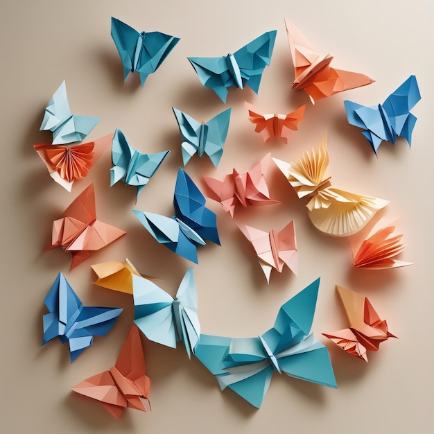 Bellissimi origami di carta a forma di farfalla