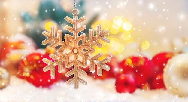 Bellissimi ornamenti natalizi con neve
