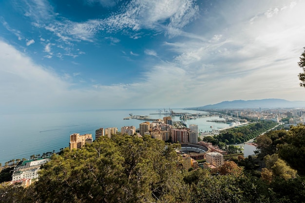 Bellissimi paesaggi dal punto di vista di gibralfaro a malaga spagna