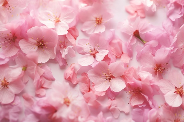 Bellissimi petali di fiori di ciliegio su sfondo chiaro Fiori rosa texture