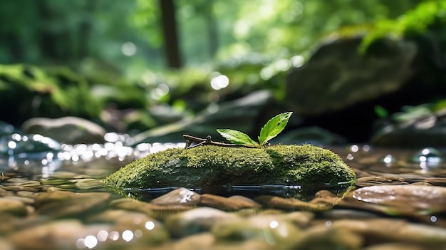 Bellissimi raggi di sole in una foresta verde