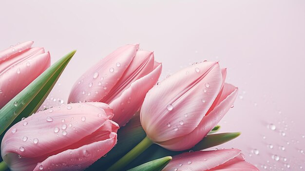 Bellissimi tulipani rosa su uno sfondo rosa
