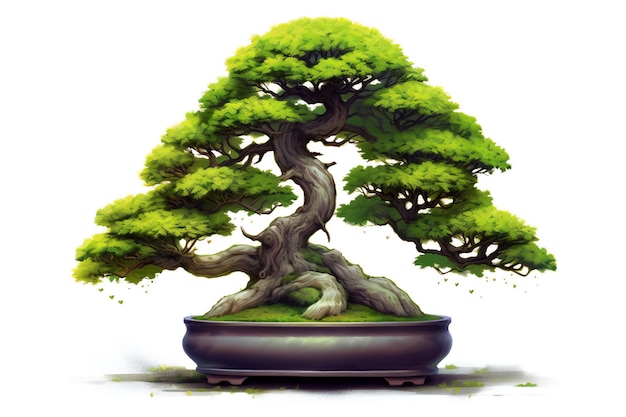 Bellissimo albero bonsai su sfondo bianco realistico molto dettagliato