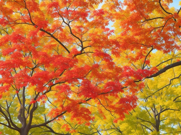 Bellissimo albero con pianta colorata