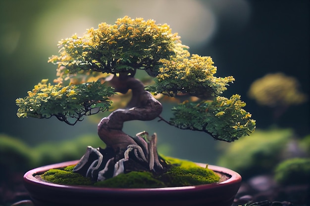 Bellissimo albero dei bonsai in giardino