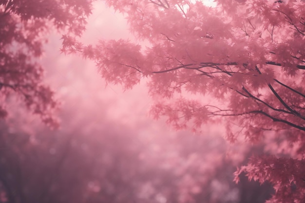 Bellissimo albero di acero rosa nella stagione autunnale soft focus e tono vintage